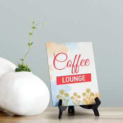 Signs ByLita Coffee Lounge, Blue Watercolor Table Sign (6 x 8")