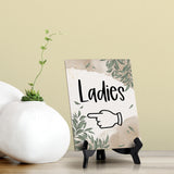 Ladies "Hand Pointing Left" Table Sign with Green Leaves Design (6 x 8")