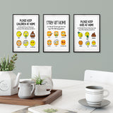 Please Keep Kids At Home Emoji Wall Art UNFRAMED Print (3 Pack)