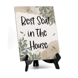 Best Seat in The House Table Sign with Green Leaves Design (6 x 8")