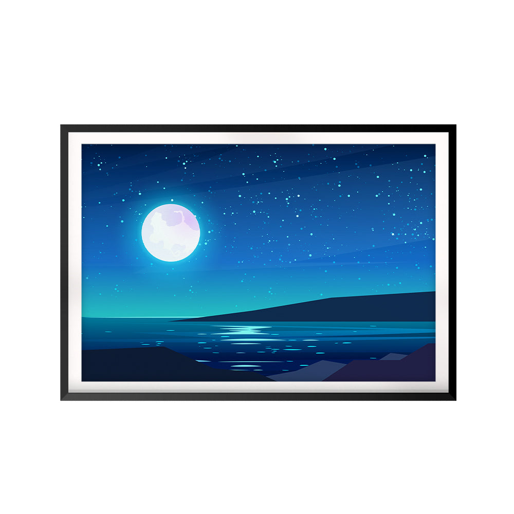 Full Moon Reflection UNFRAMED Print Scenary Wall Art