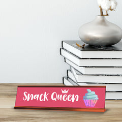 Snack queen, Muffin, Pink Novelty Desk Sign (2 x 8")