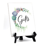 Gifts Sign with Easel, Floral Crescent Design (6