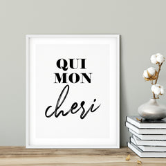 Oui Mon Cheri UNFRAMED Print Cute Typography Wall Art