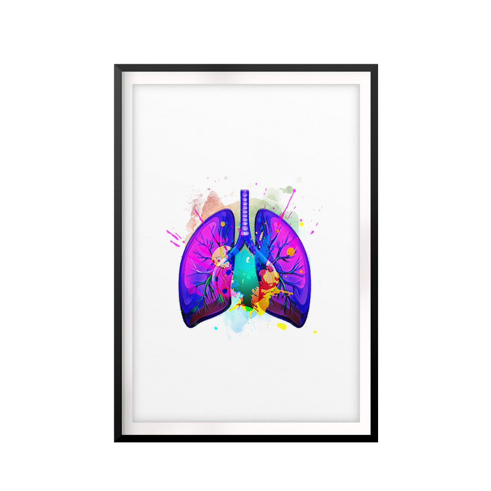 Neon Lungs UNFRAMED Print Anatomy Wall Art