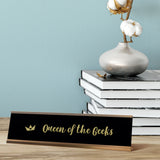 Queen Of The Geeks Desk Sign, novelty nameplate (2 x 8")