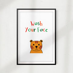 Wash Your Face Cute UNFRAMED Print Kids Bathroom Wall Art