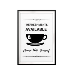 Refreshments Available Please Help Yourself UNFRAMED Print Family Wall Art