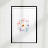 White Lotus Flower UNFRAMED Print Water Color Wall Art