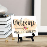 Signs ByLita Welcome valued guests, Table Sign With Acrylic Stand (8 x 6")