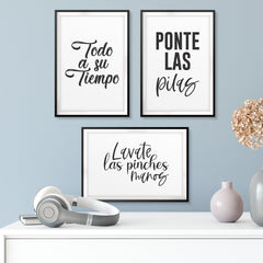 Fun Spanish Sayings Wall Art UNFRAMED Print (3 Pack)