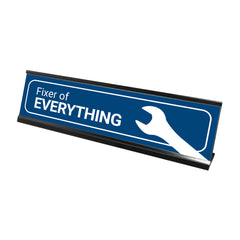 Fixer of Everything, Blue Wrench Desk Sign (2 x 8)