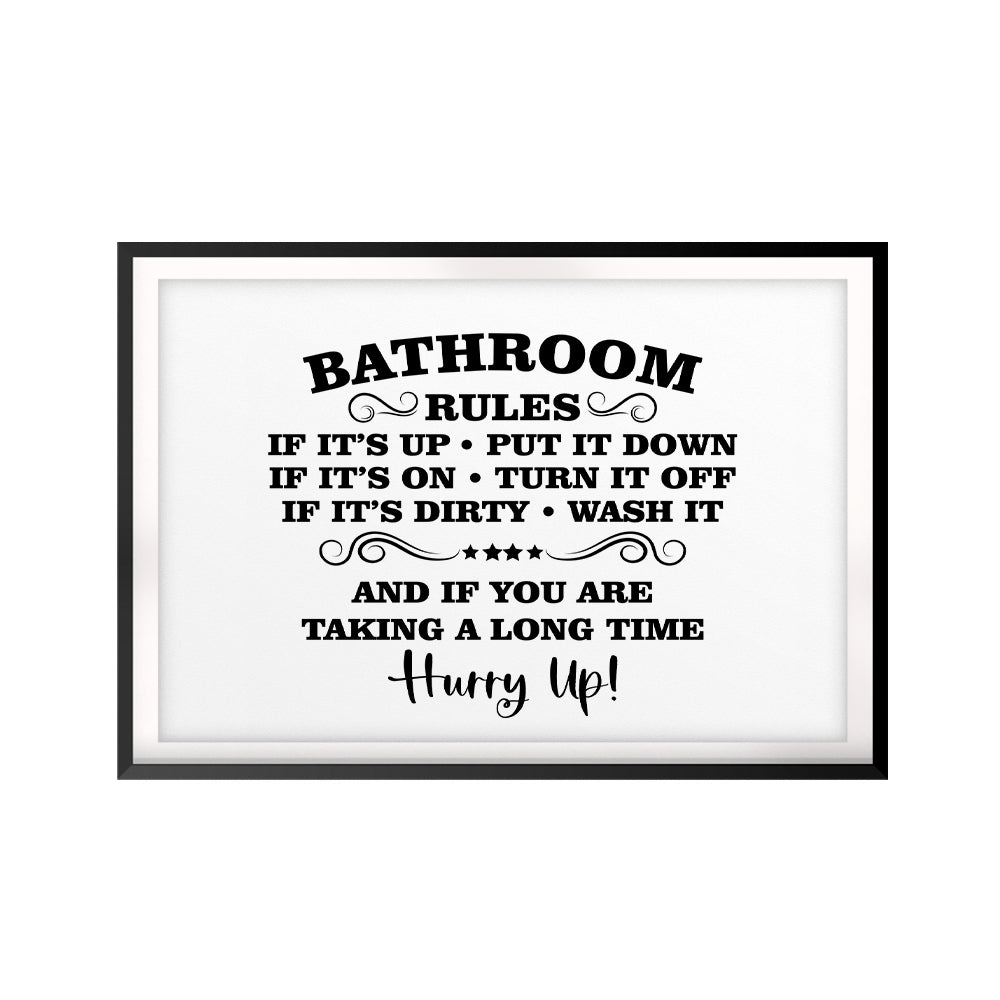 Bathroom Rules UNFRAMED Print Décor Wall Art