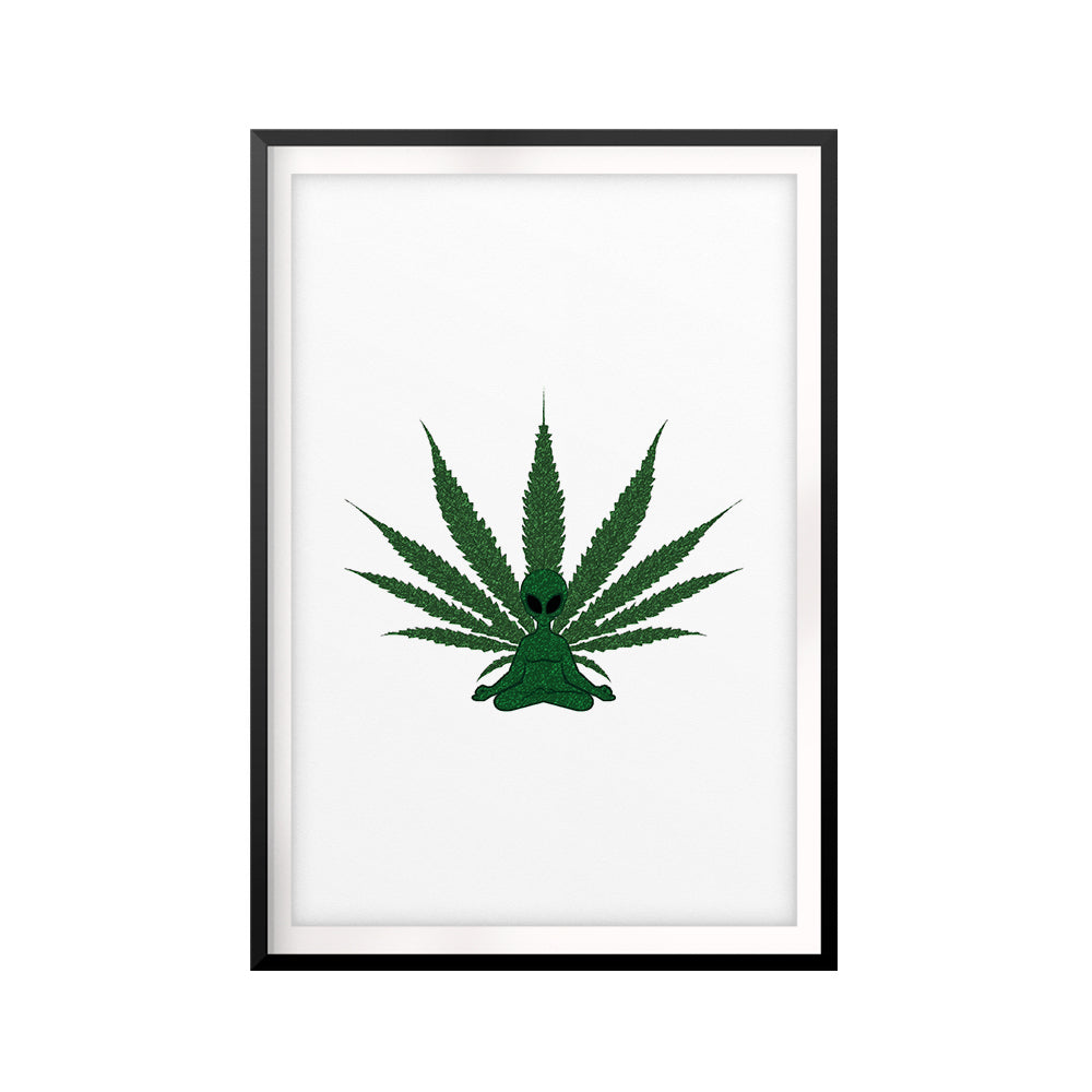 Stoner Alien UNFRAMED Print Stoner Wall Art