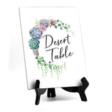 Desert Table Sign with Easel, Floral Crescent Design (6" x 8")