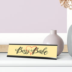 Boss Babe, Yellow Heart Desk Sign (2 x 8")