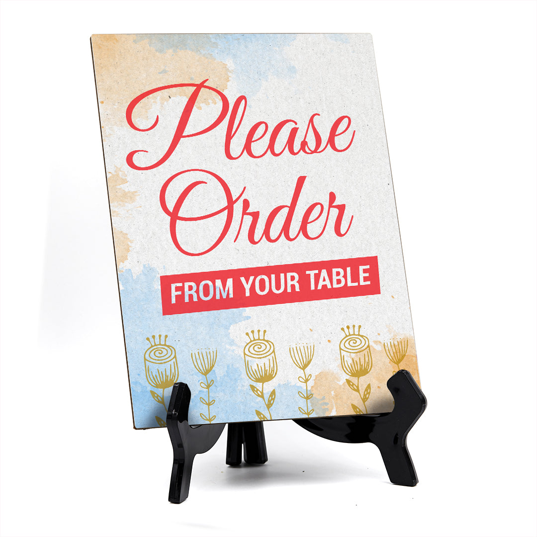Signs ByLita Please Order from your Table, Blue Watercolor Table Sign (6 x 8")