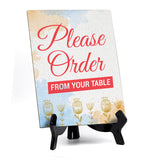 Signs ByLita Please Order from your Table, Blue Watercolor Table Sign (6 x 8