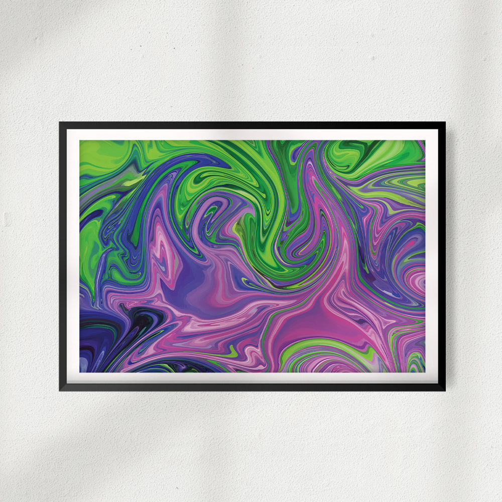 Abstract Neon Waves UNFRAMED Print Abstract Wall Art
