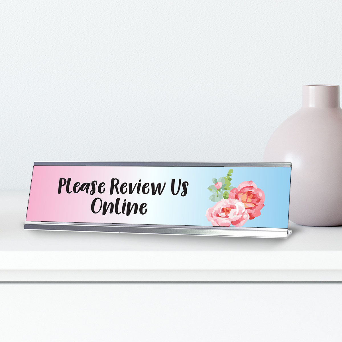 Please Review Us Online, Floral Designer Desk Sign (2 x 8")
