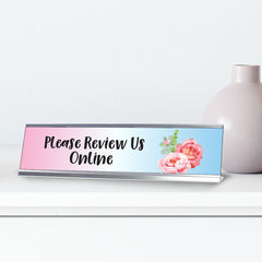 Please Review Us Online, Floral Designer Desk Sign (2 x 8")