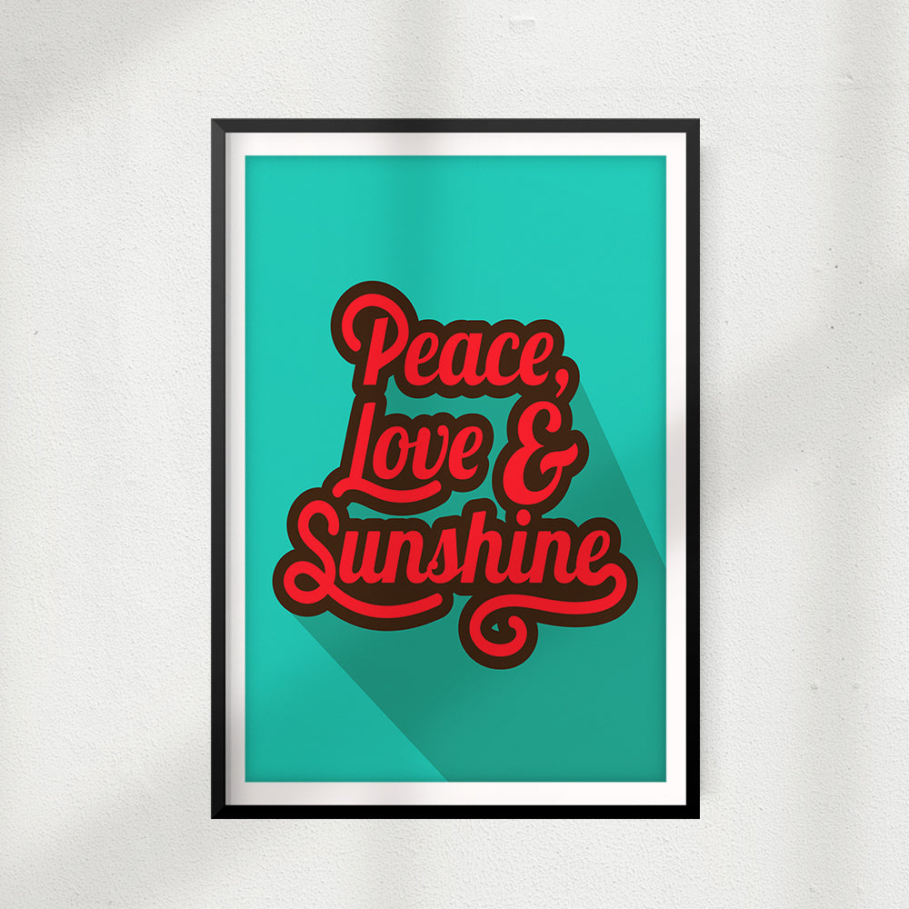 Peace, Love & Sunshine UNFRAMED Print Retro Wall Art