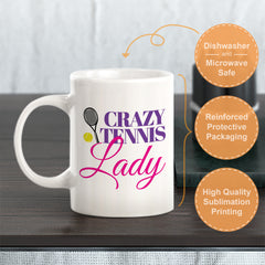 Crazy Tennis Lady, Novelty Coffee Mug Drinkware Gift