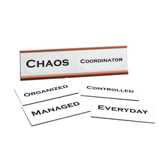 Chaos Coordinator Word Play Nameplate, Rose Gold Desk Sign, Novelty Gift Nameplate, 6 Interchangeable Tiles (2 x 8")