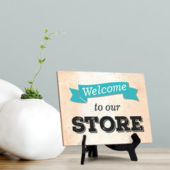 Signs ByLita Welcome to our Store, Table Sign With Acrylic Stand (8 x 6")