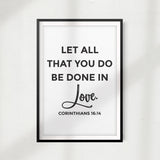 Let All That You Do Be Done in Love UNFRAMED Print Home Décor, Bible Quote Wall Art