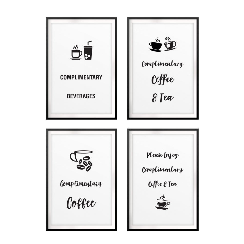 Complimentary Tea & Coffee Wall Art UNFRAMED Print (4 Pack)