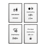 Complimentary Tea & Coffee Wall Art UNFRAMED Print (4 Pack)
