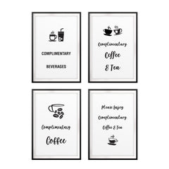 Complimentary Tea & Coffee Wall Art UNFRAMED Print (4 Pack)