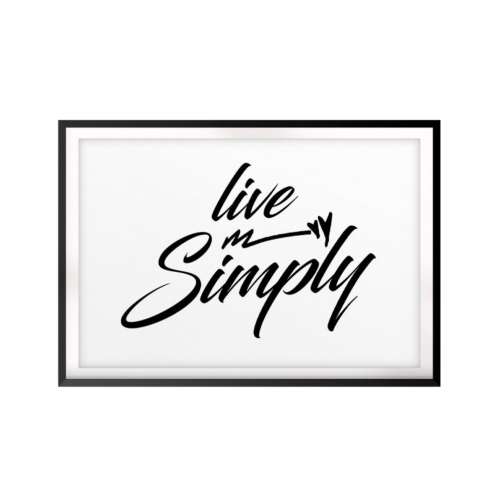 Live Simply UNFRAMED Print Cute Typography Wall Art