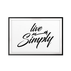 Live Simply UNFRAMED Print Cute Typography Wall Art