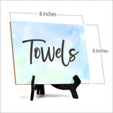 Towels Table or Counter Sign with Easel Stand, 6" x 8"