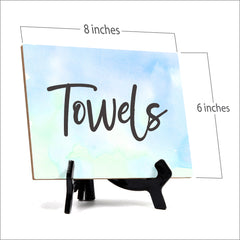 Towels Table or Counter Sign with Easel Stand, 6" x 8"