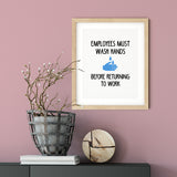 Employees Must Wash Hands Before Returning To Work UNFRAMED Print Business & Events D?cor Wall Art