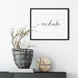 Exhale UNFRAMED Print Cute Typography Wall Art