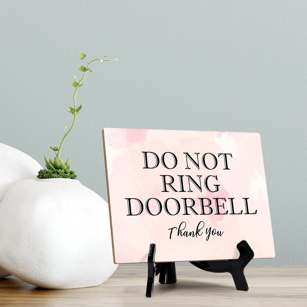 Do Not Ring Doorbell Thank You Table or Counter Sign with Easel Stand, 6" x 8"