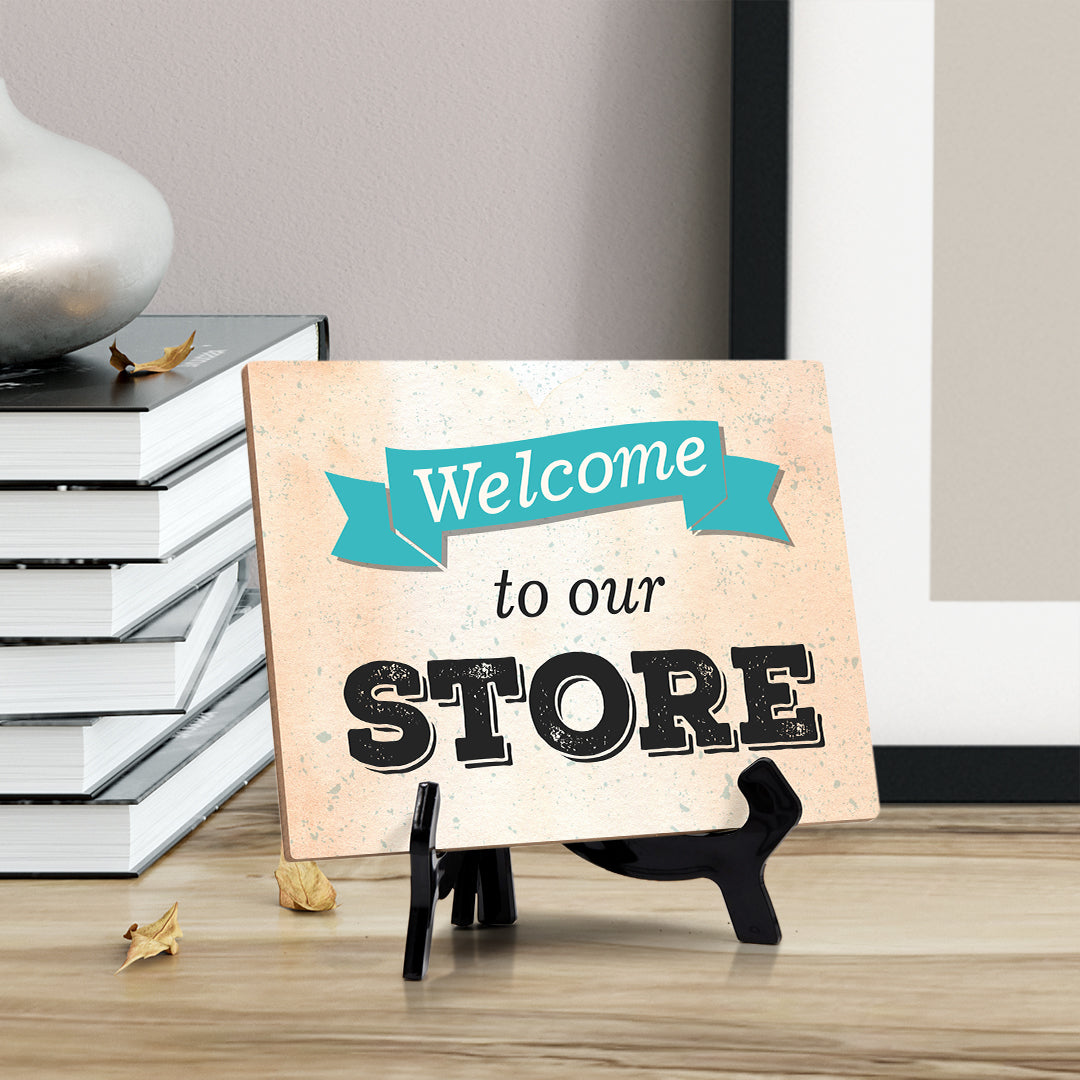 Signs ByLita Welcome to our Store, Table Sign With Acrylic Stand (8 x 6")