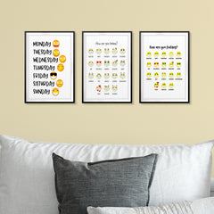 How Are You Feeling Emoji Wall Art UNFRAMED Print (3 Pack)