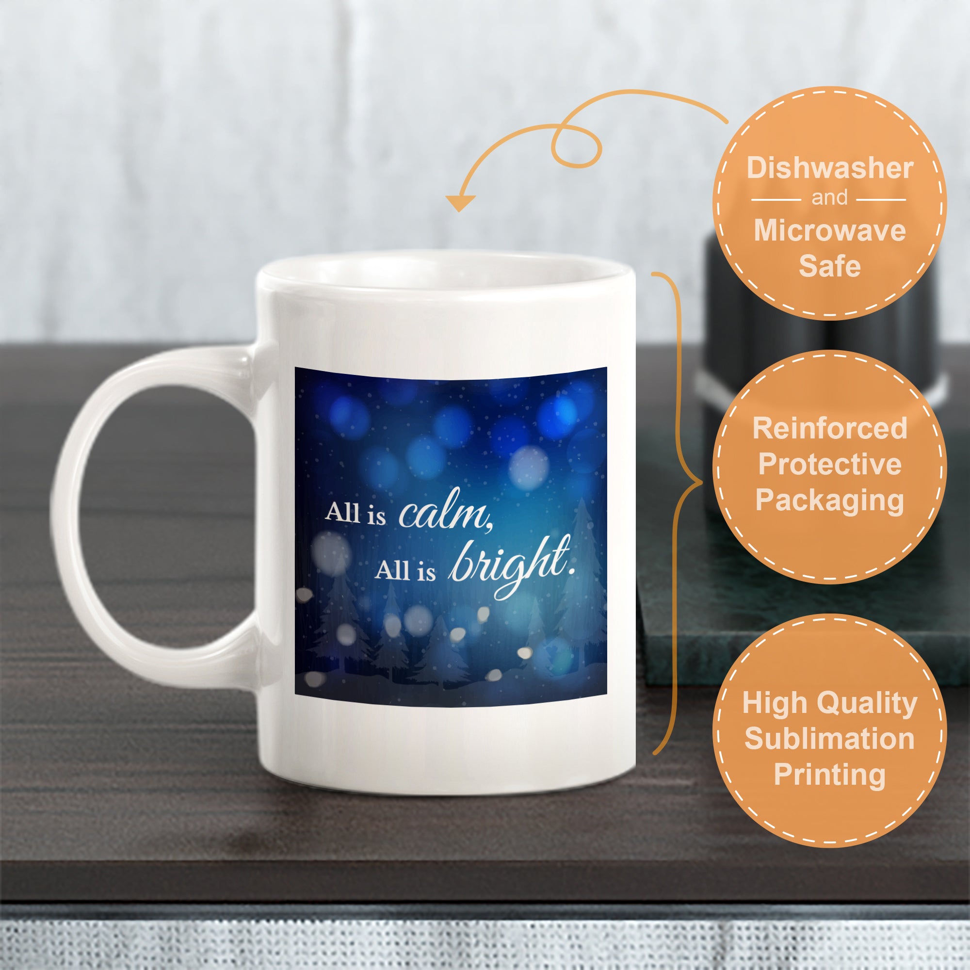 All Is Calm All Is Bright Christmas Coffee Mug