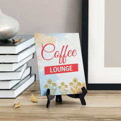 Signs ByLita Coffee Lounge, Blue Watercolor Table Sign (6 x 8")