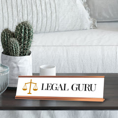 Legal Guru, Gold frame, Novelty Nameplate Desk Sign (2x8¨)