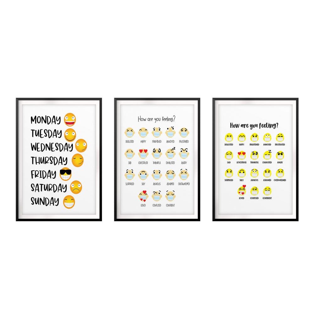 How Are You Feeling Emoji Wall Art UNFRAMED Print (3 Pack)