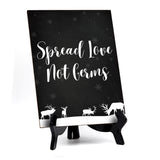 Spread Love Not Germs Sign Sign with Easel, Reindeer Design (6 x 8")