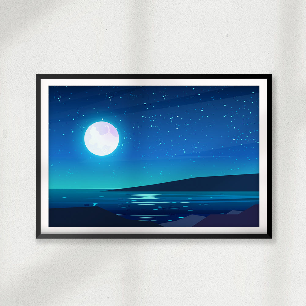 Full Moon Reflection UNFRAMED Print Scenary Wall Art