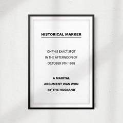 Funny Material Historical Marker UNFRAMED Print Funny Quote Wall Art