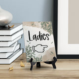 Ladies "Hand Pointing Right" Table Sign with Green Leaves Design (6 x 8")